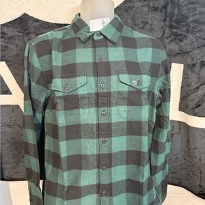 American Eagle Outfitters Teal and Black Plaid Shirt